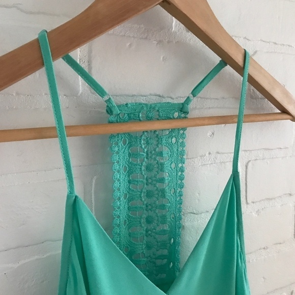 Naked Zebra Tank top Teal Green Aqua RacerBack Crochet Draped Size S - Picture 4 of 7